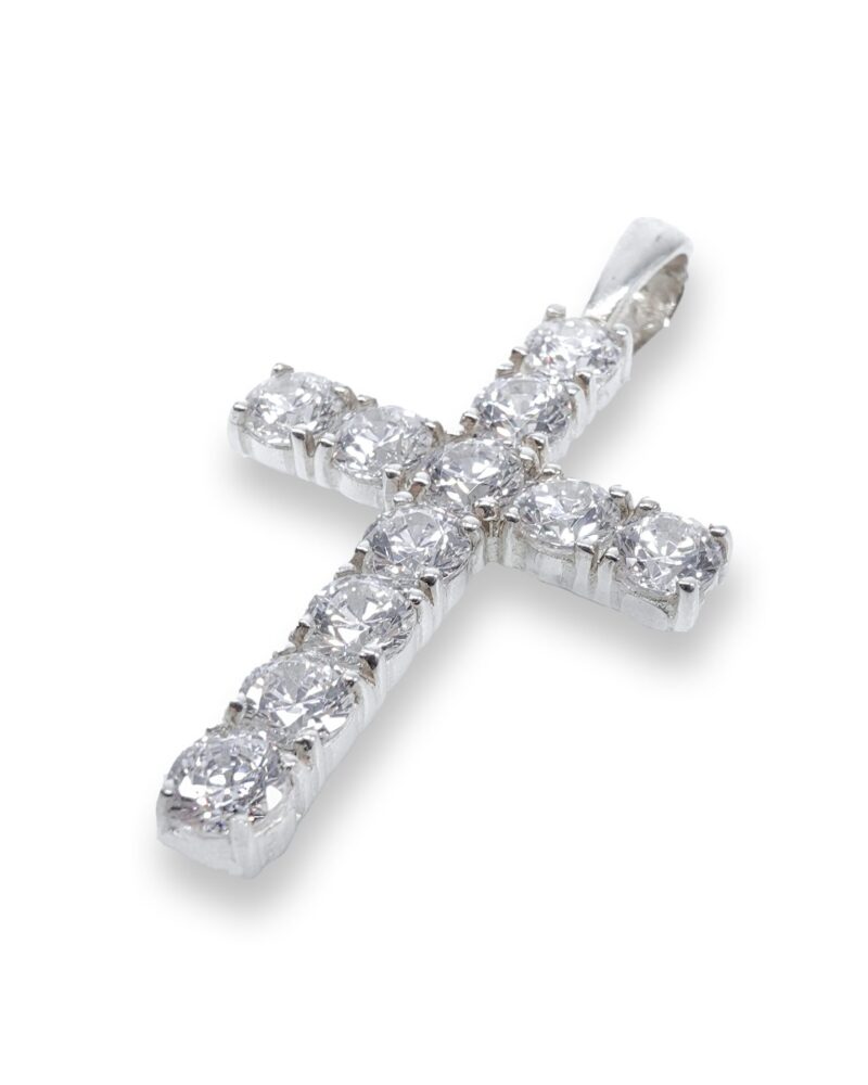 Zawieszka „Big Cross” z Moissanitami — Srebro 0.925
