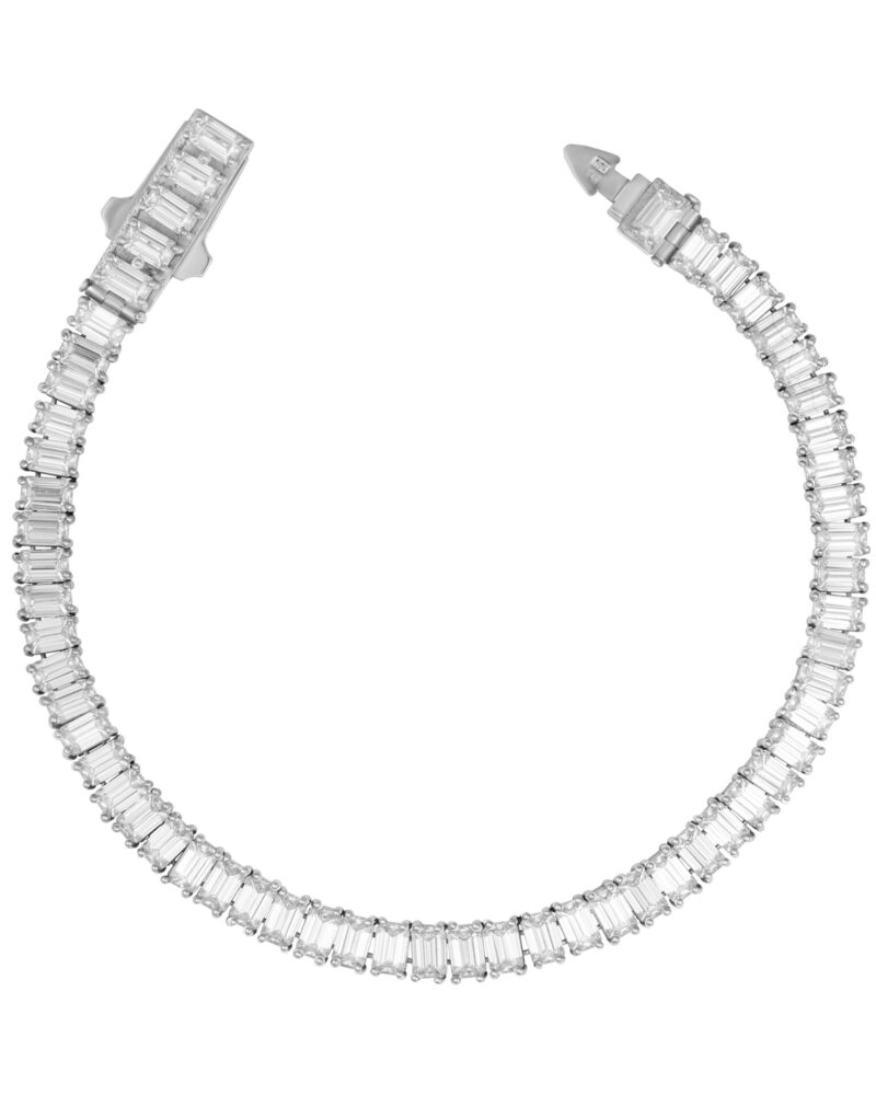 Bransoletka tenisowa z kamieniami w szlifie emerald- srebro 0.925, moissanite vvs def