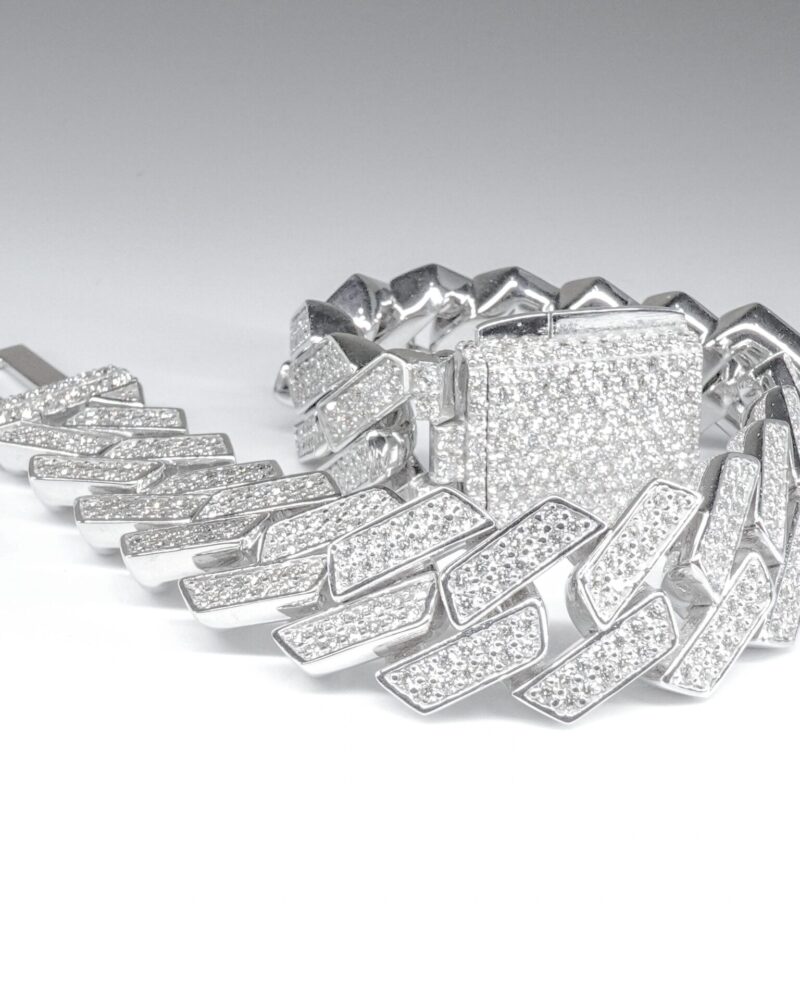 Bransoletka cuban z ramką- złoto 0.375, diamenty naturalne VS GH